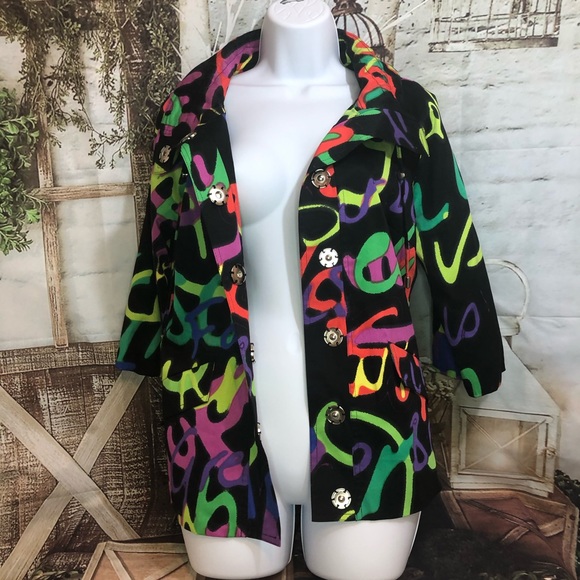 Vintage Berek Jacket Women's small Colorful Abstract Retro Graffiti Art core - Picture 3 of 12